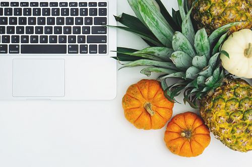 two orange pumpkins